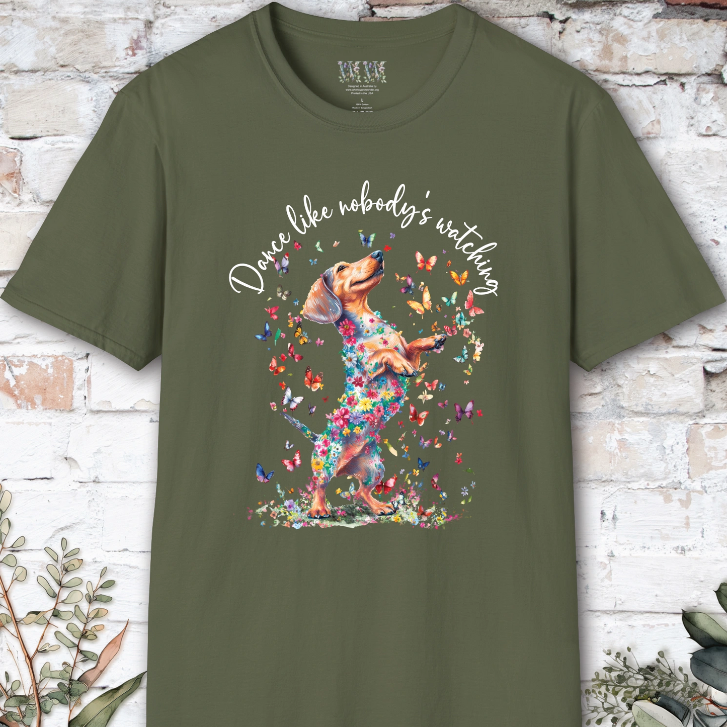 Dachshund #1 "Dance like nobody's watching" unisex T shirt