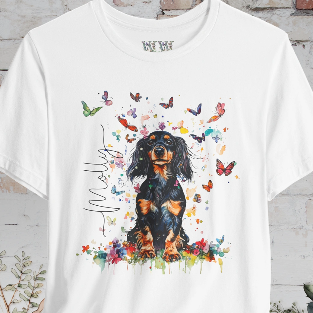 Dachshund - long hair #1 Floral Personalized T shirt