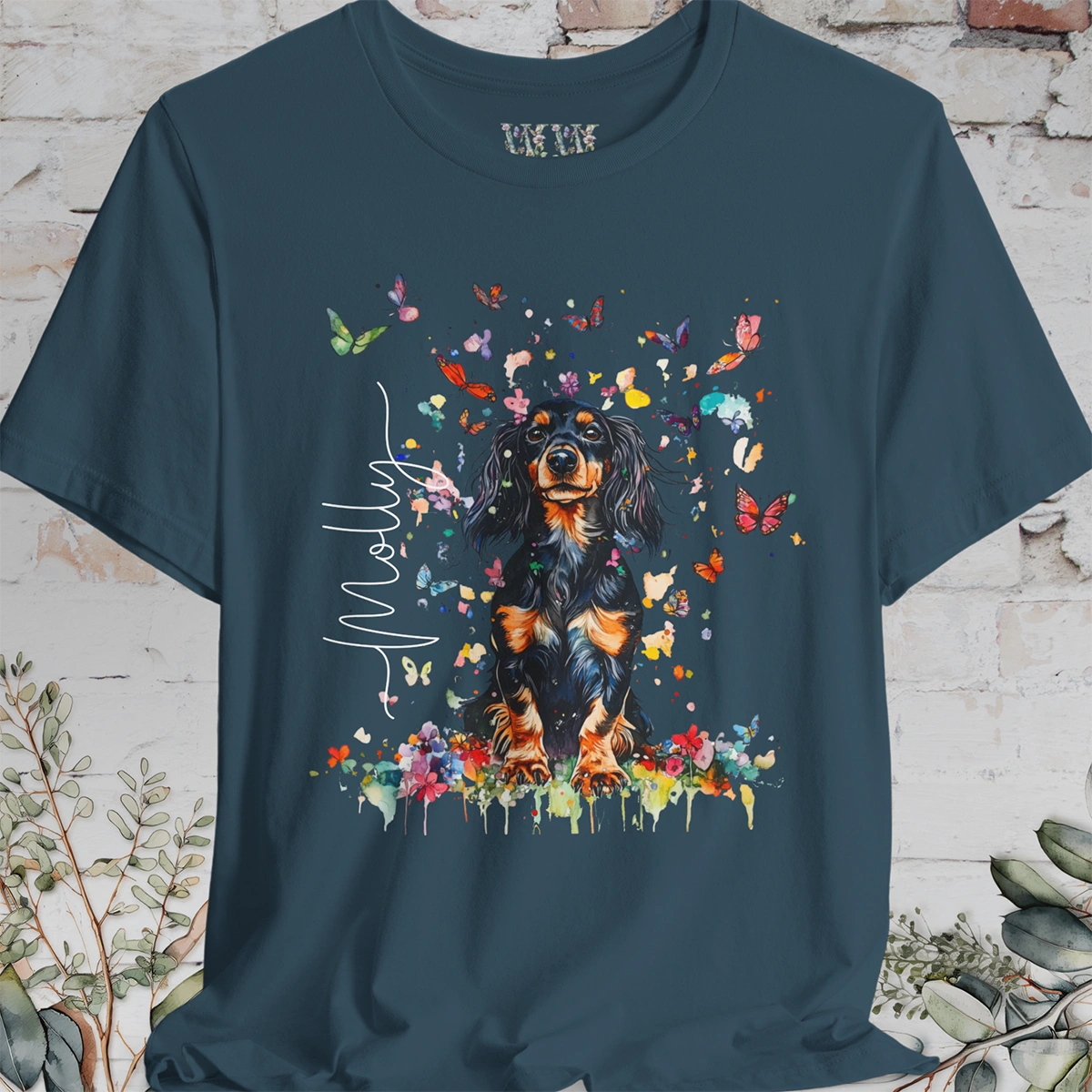 Dachshund - long hair #1 Floral Personalized T shirt