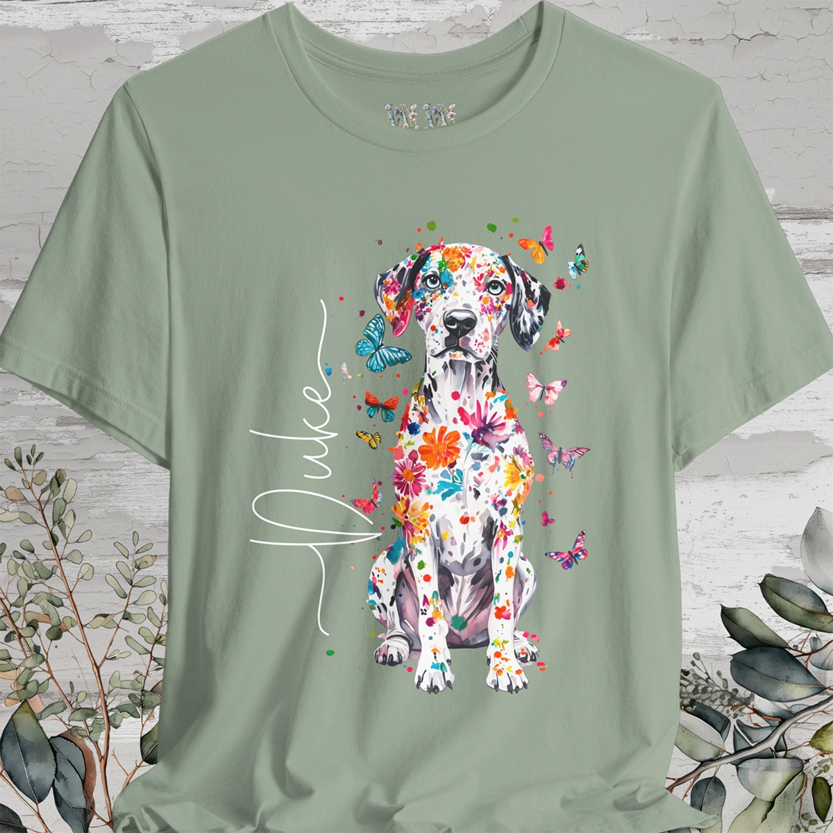 Dalmatian #2 Floral Personalized T shirt