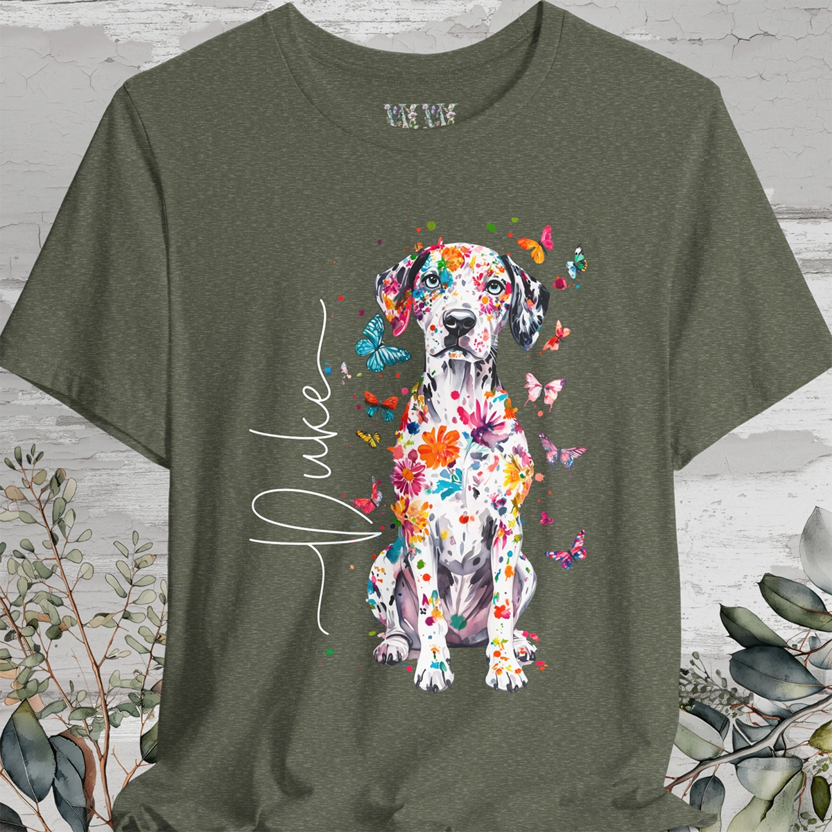 Dalmatian #2 Floral Personalized T shirt