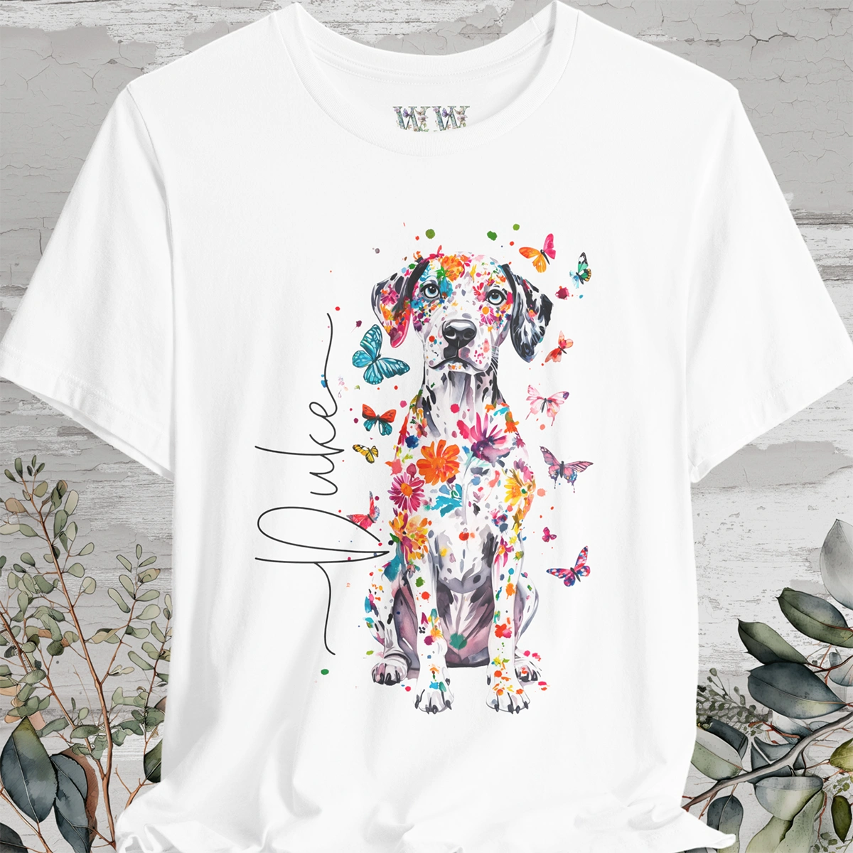 Dalmatian #2 Floral Personalized T shirt