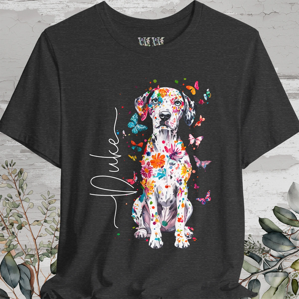Dalmatian #2 Floral Personalized T shirt