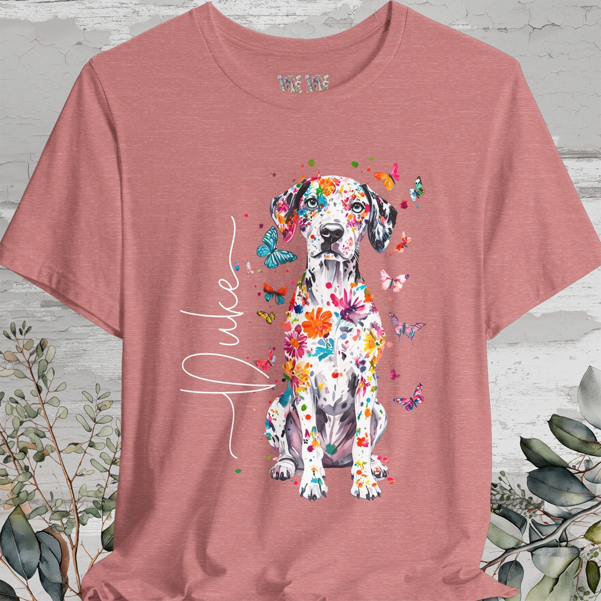 Dalmatian #2 Floral Personalized T shirt
