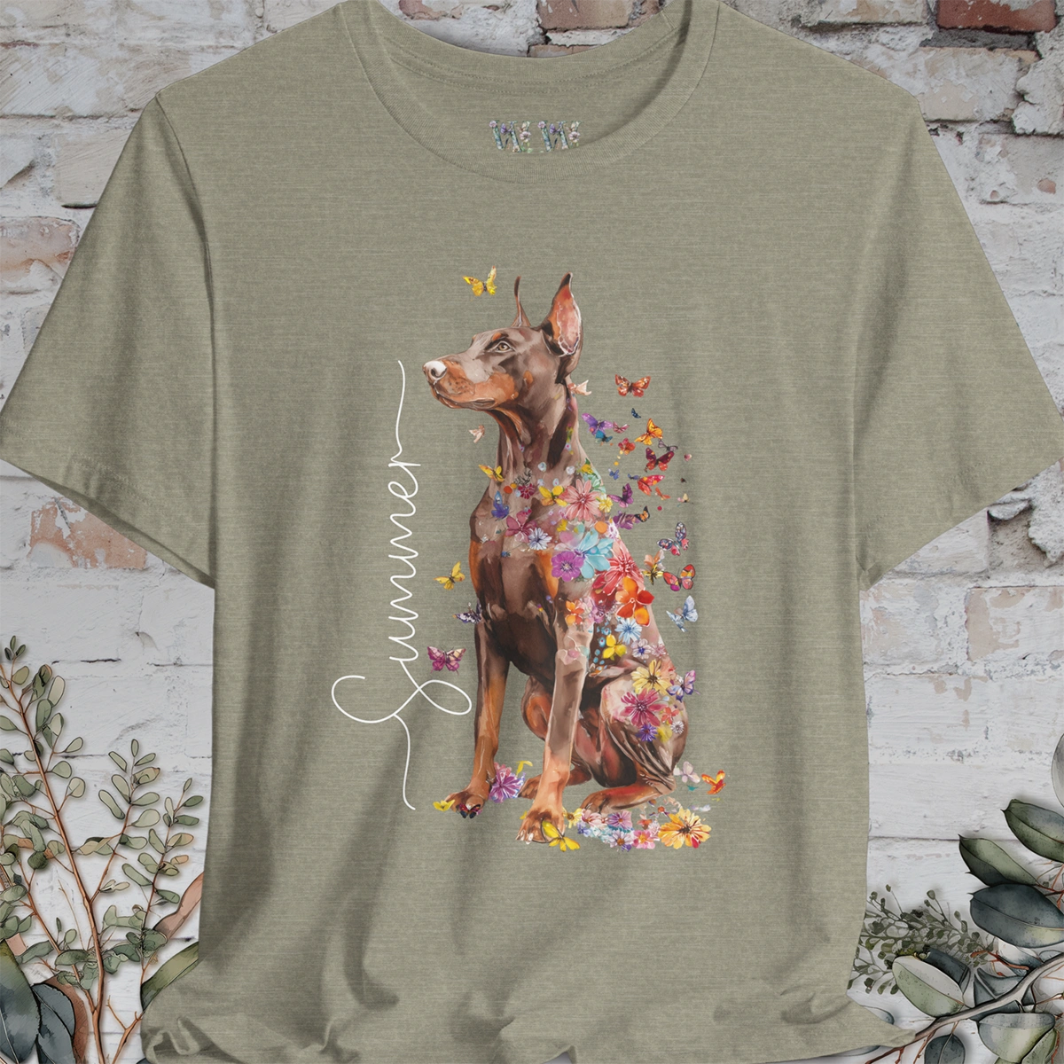 Doberman Pinscher #4 Floral Personalized T shirt