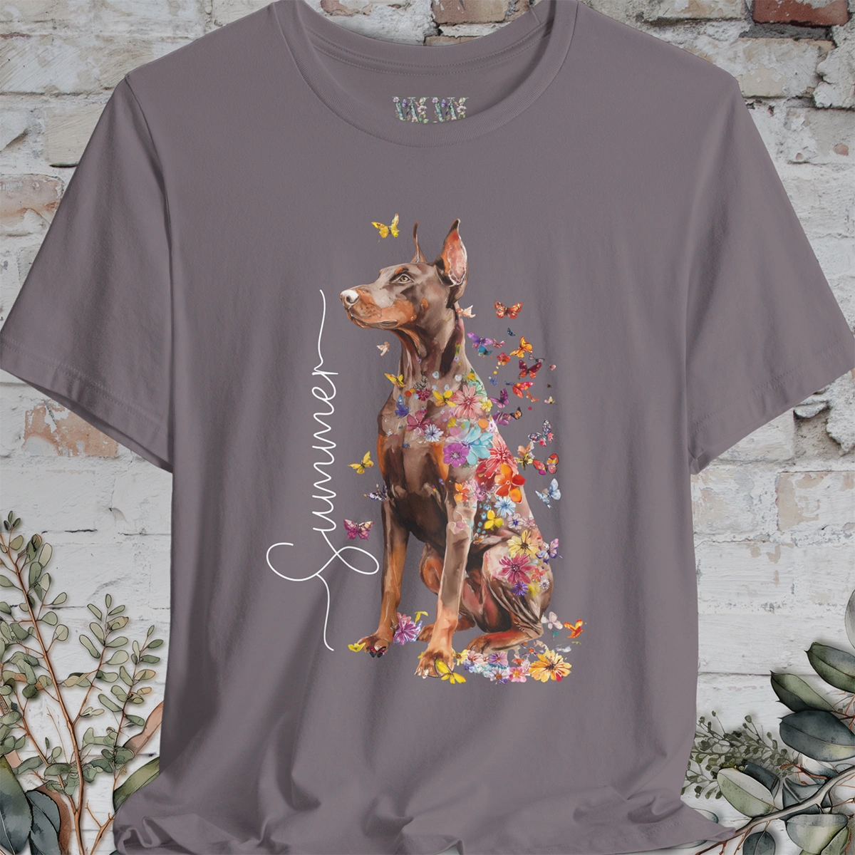 Doberman Pinscher #4 Floral Personalized T shirt