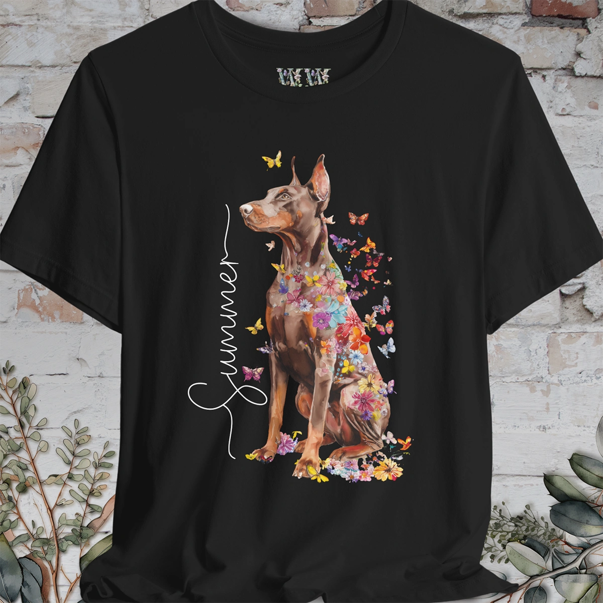Doberman Pinscher #4 Floral Personalized T shirt