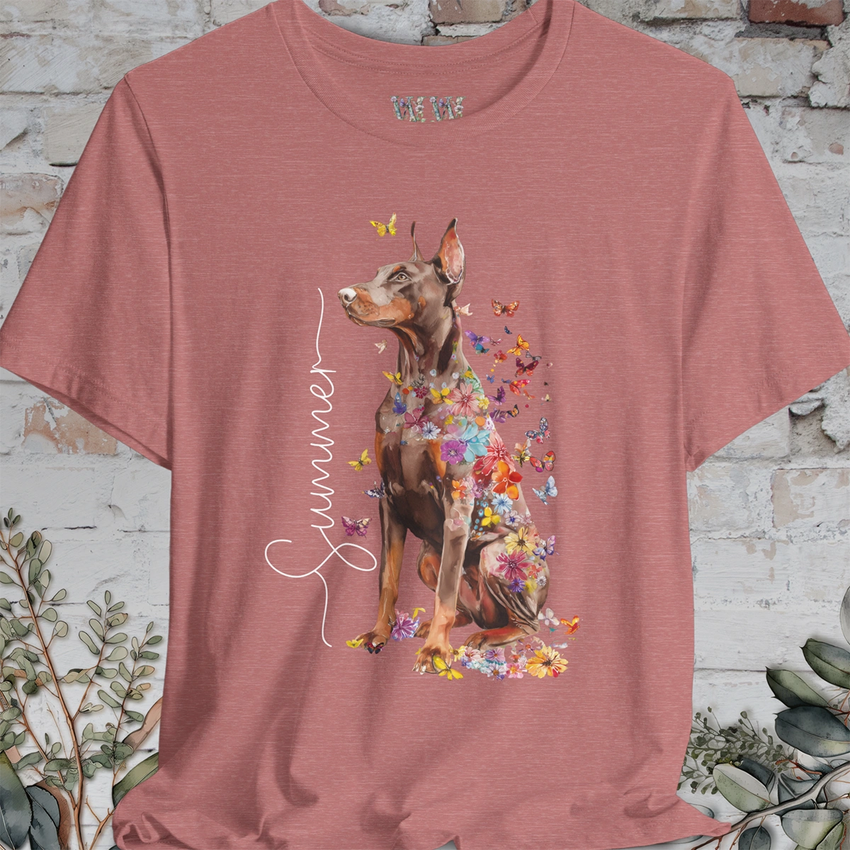 Doberman Pinscher #4 Floral Personalized T shirt
