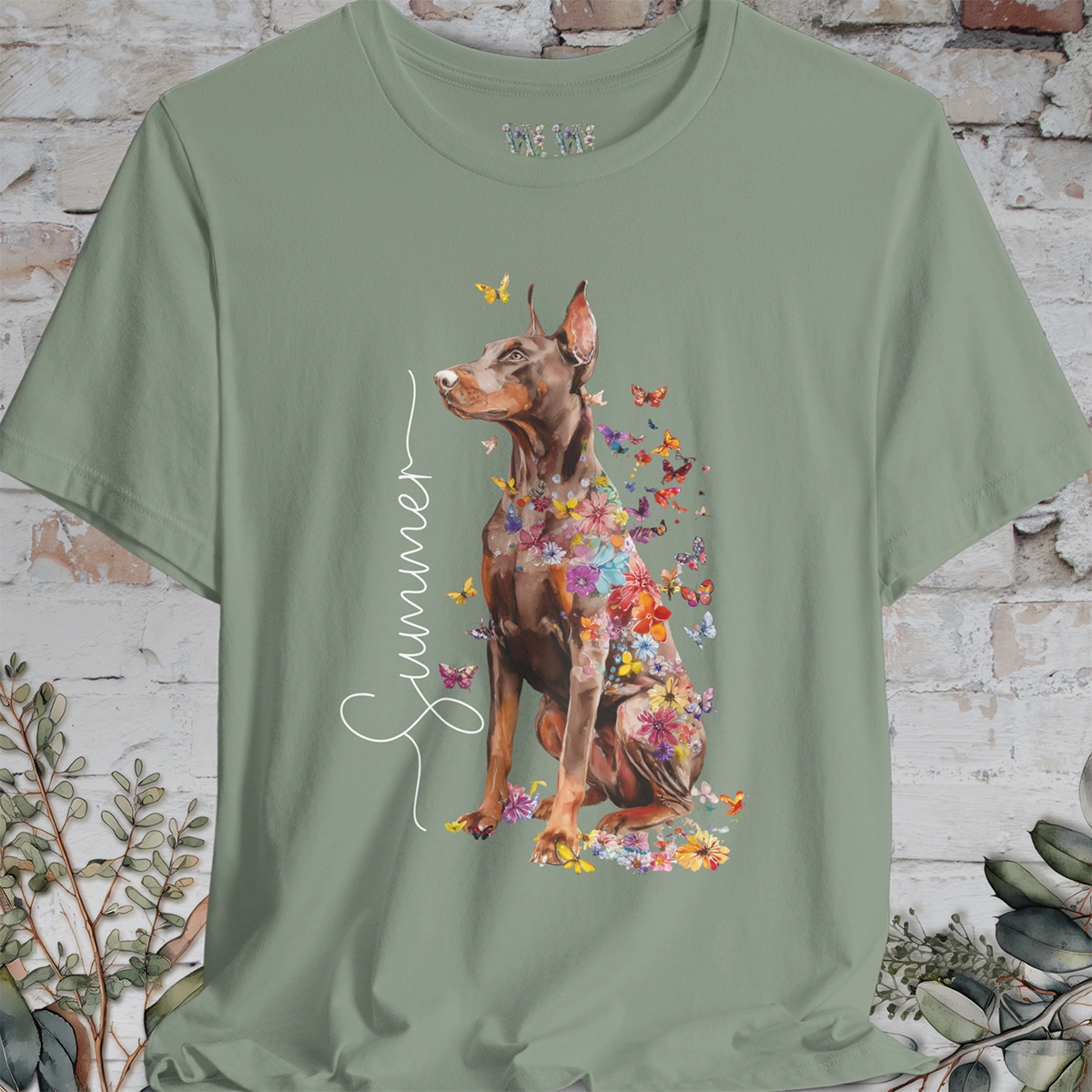 Doberman Pinscher #4 Floral Personalized T shirt