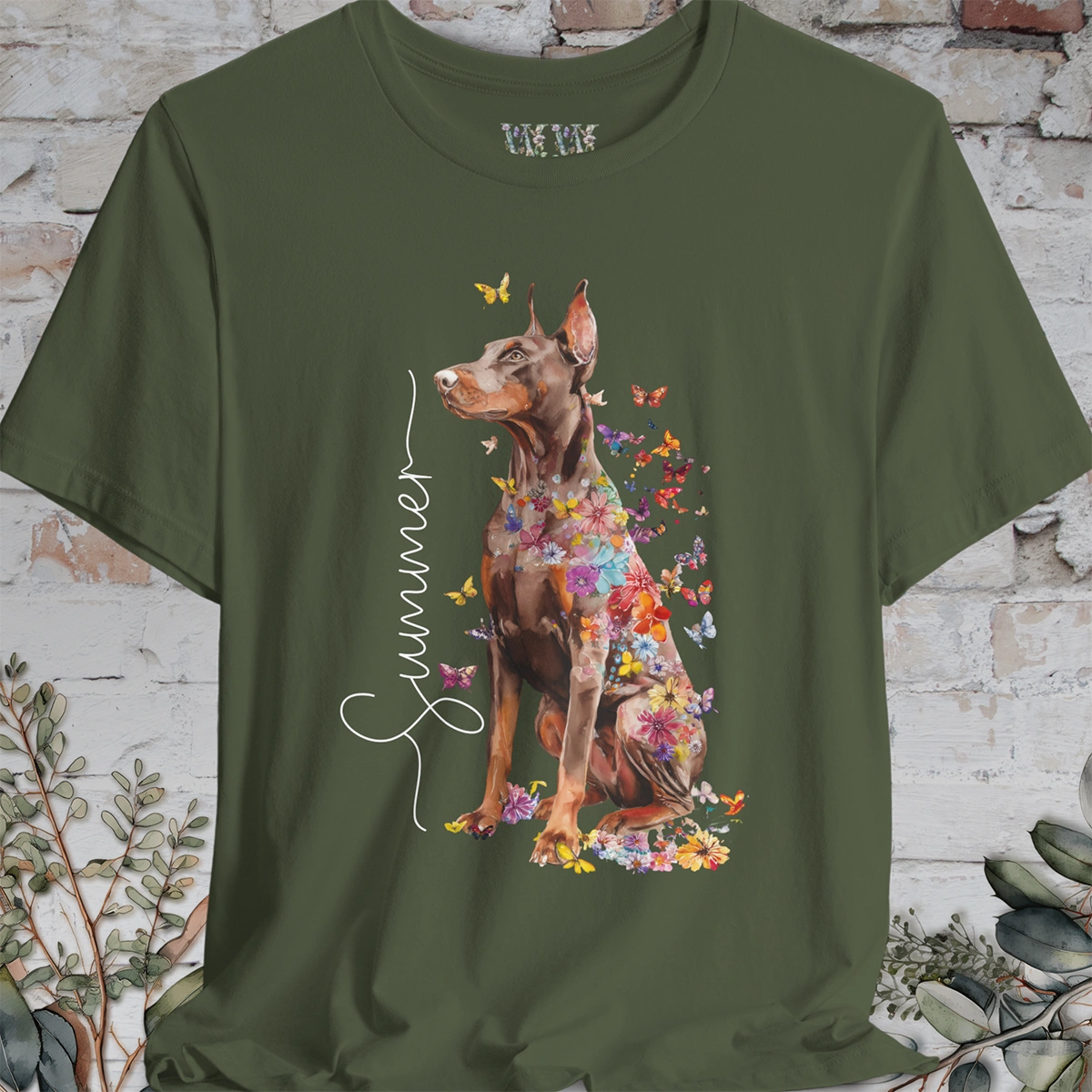 Doberman Pinscher #4 Floral Personalized T shirt