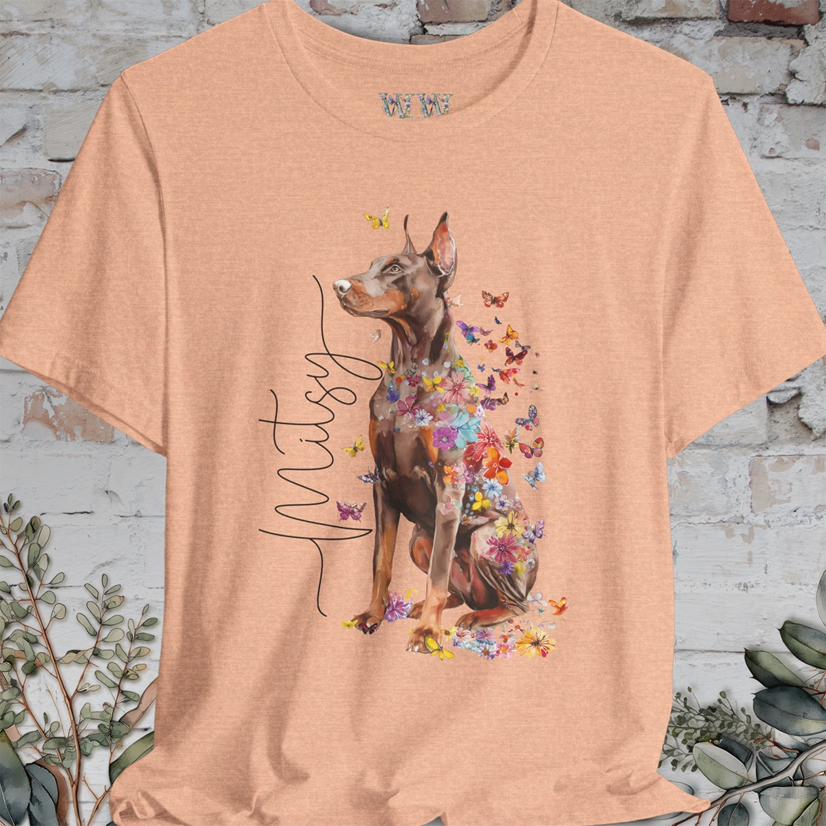 Doberman Pinscher #4 Floral Personalized T shirt