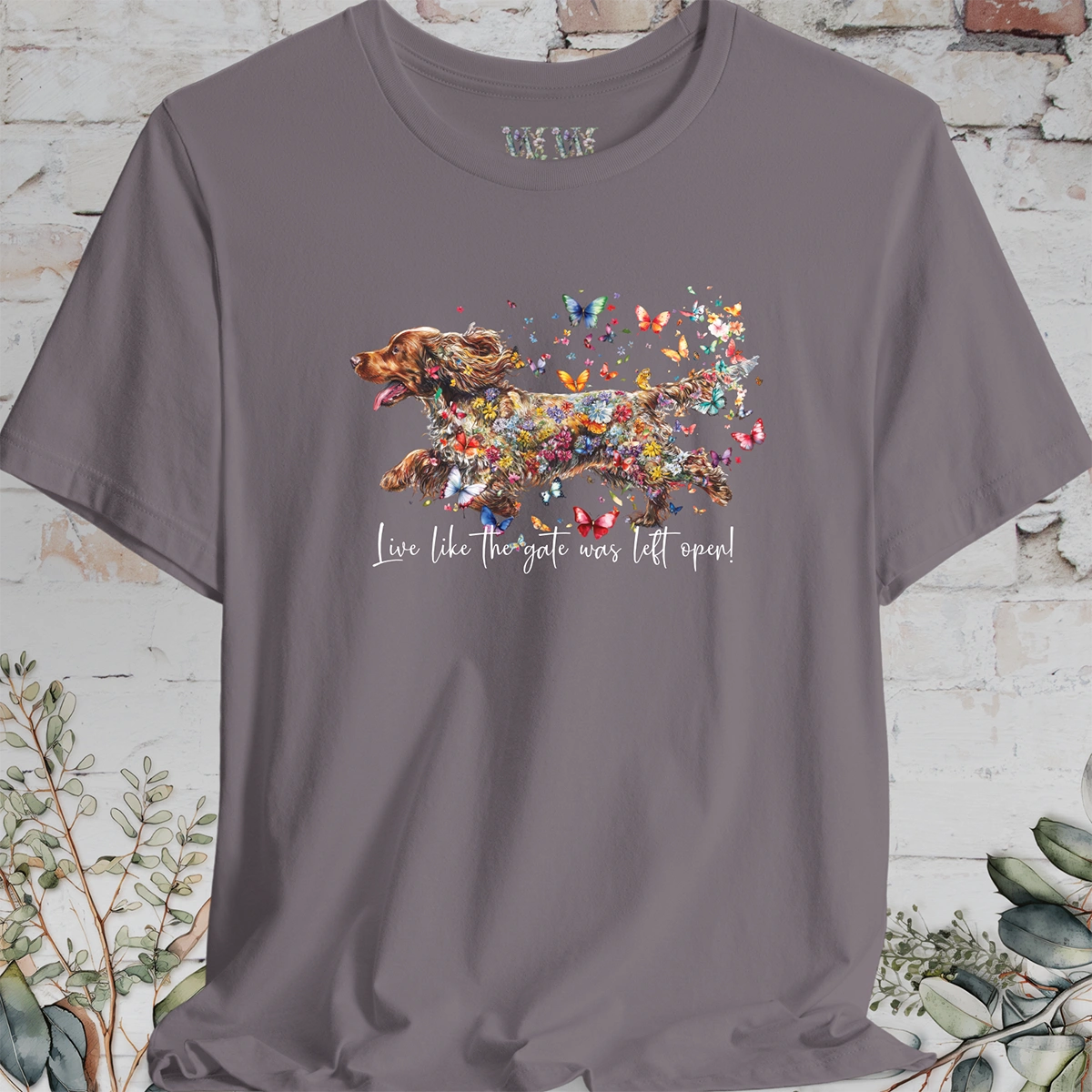 English Cocker Spaniel #2 "Live like the gate was left open" T shirt