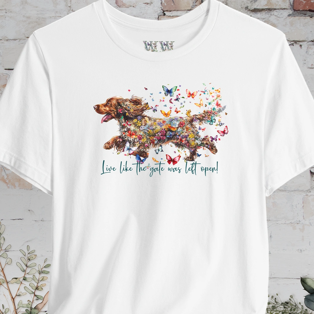 English Cocker Spaniel #2 "Live like the gate was left open" T shirt