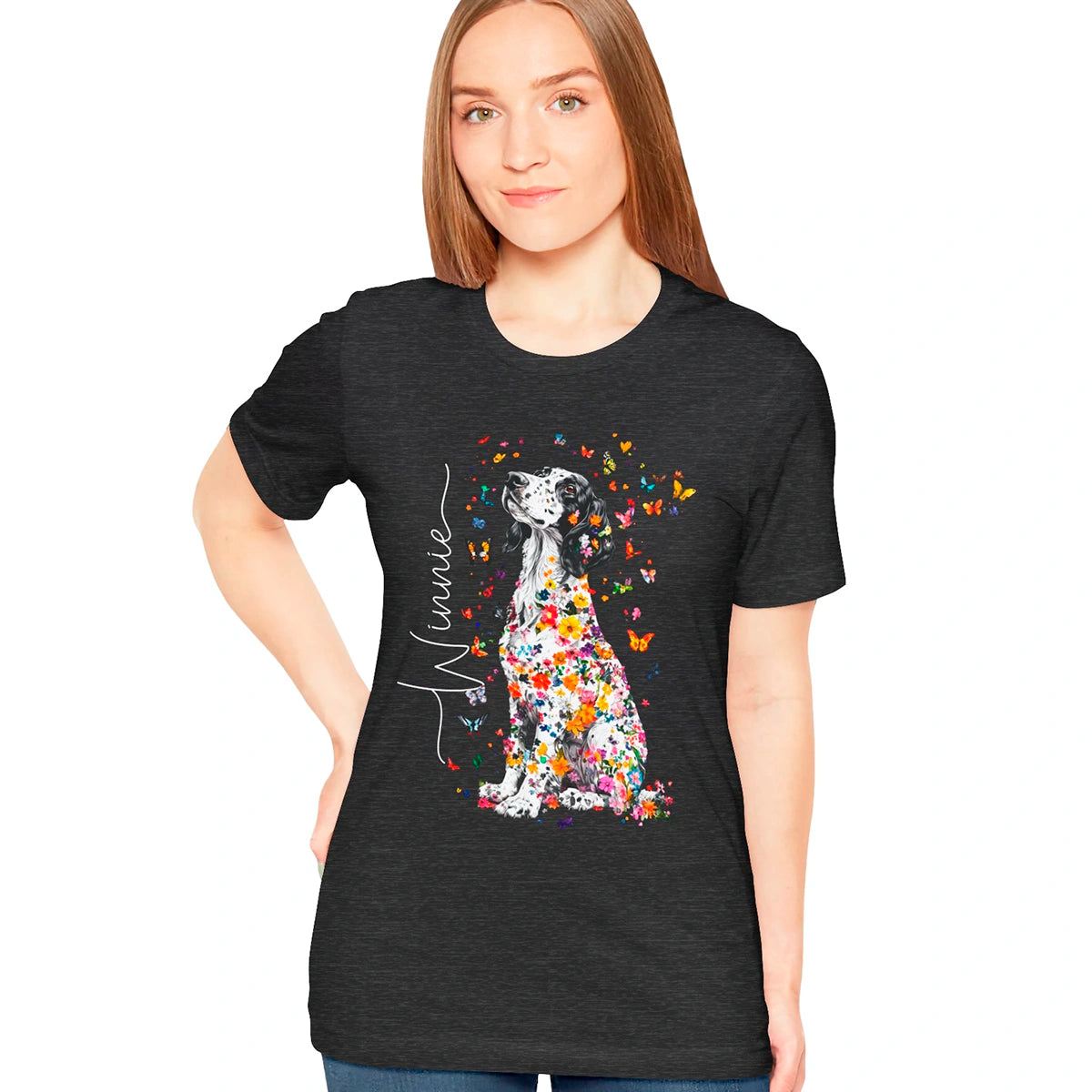 English Setter #2 Floral Personalized T shirt