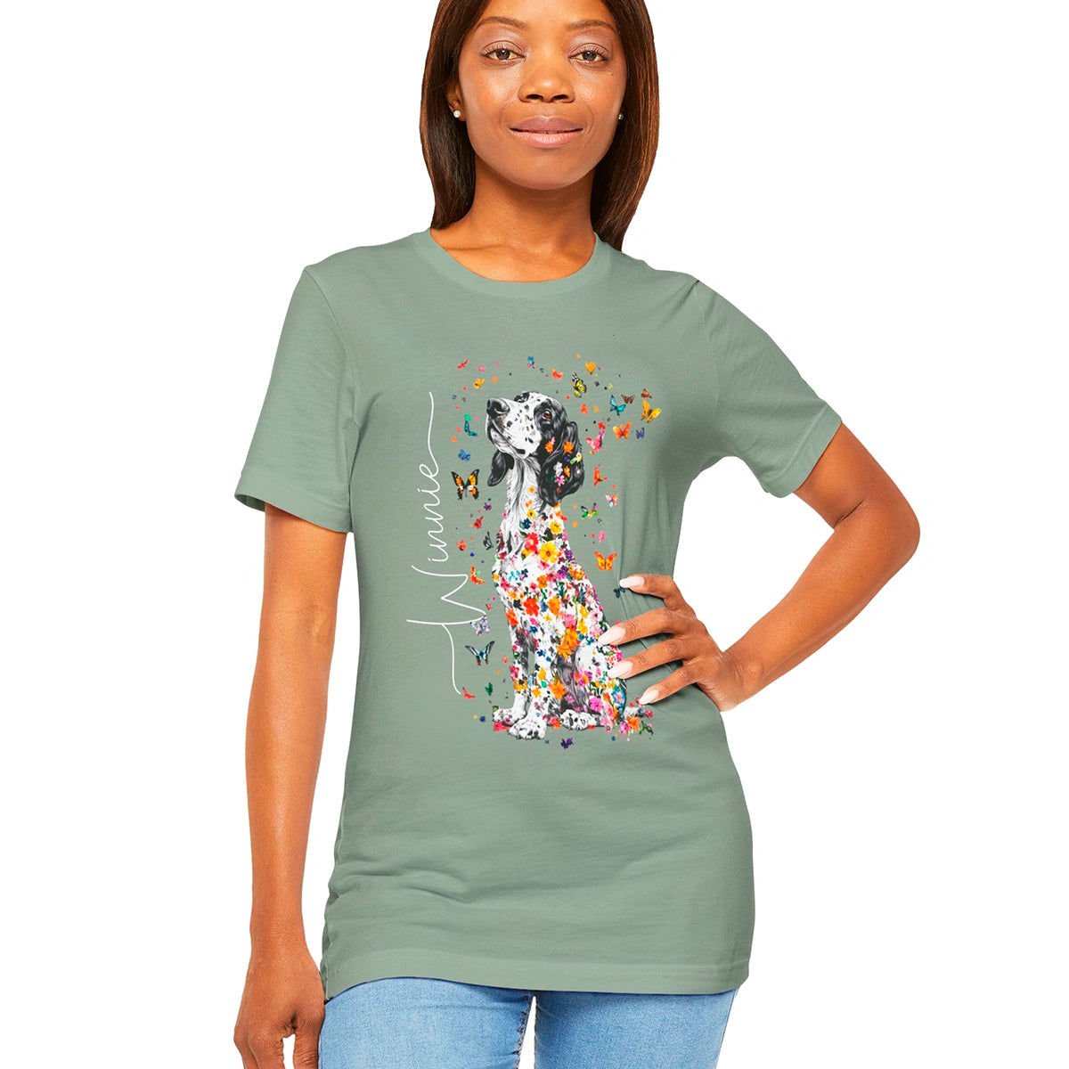 English Setter #2 Floral Personalized T shirt