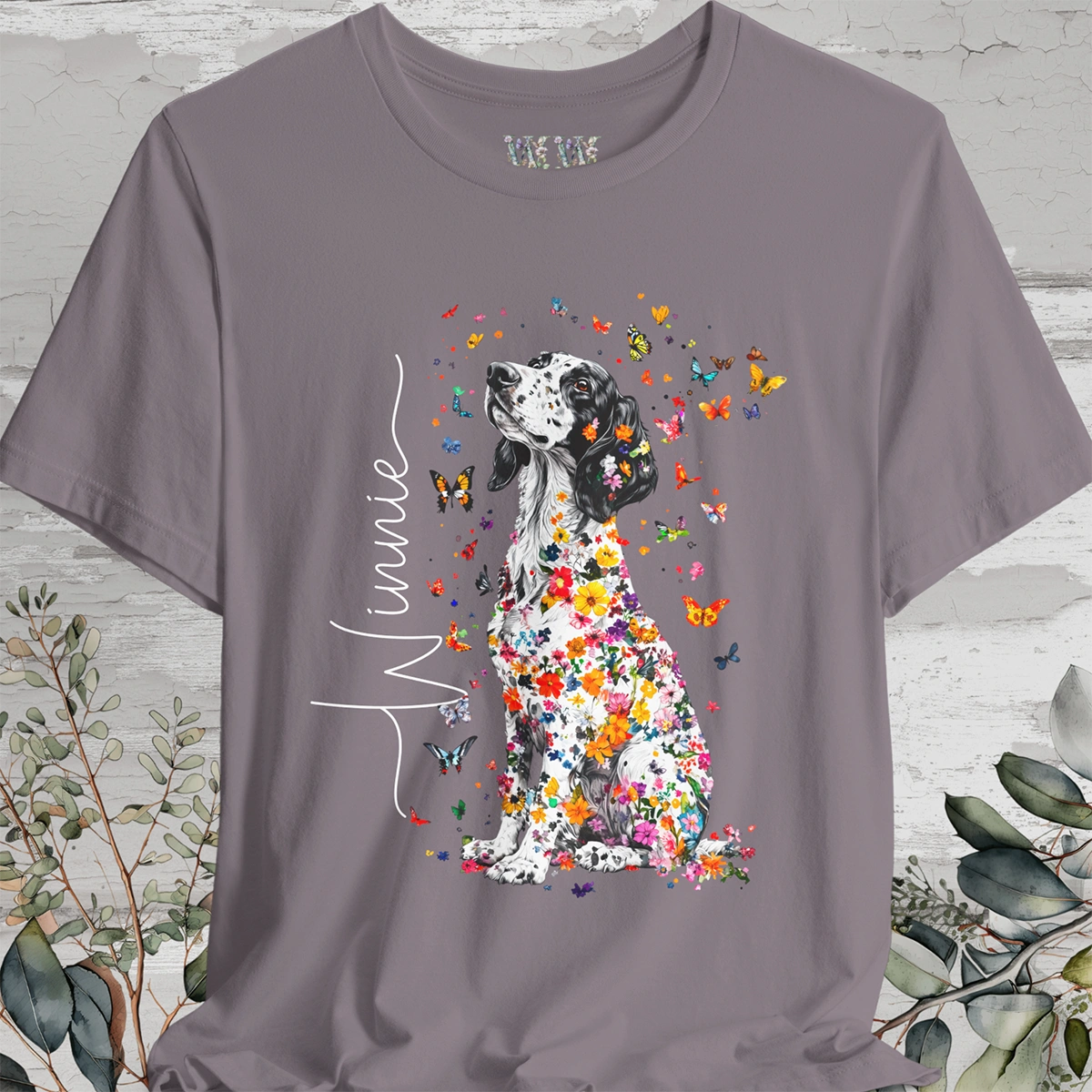 English Setter #2 Floral Personalized T shirt