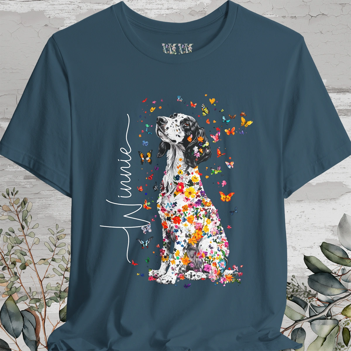 English Setter #2 Floral Personalized T shirt