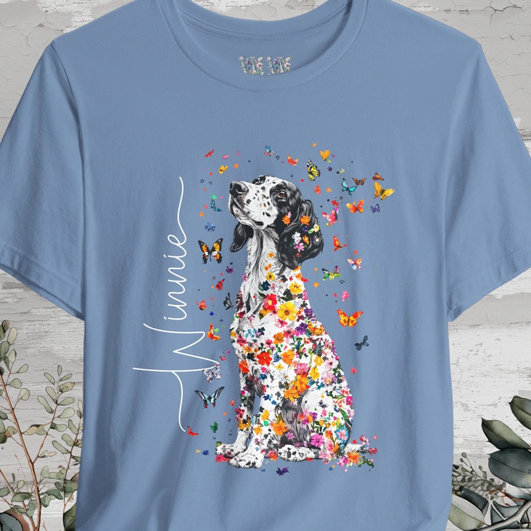 English Setter #2 Floral Personalized T shirt