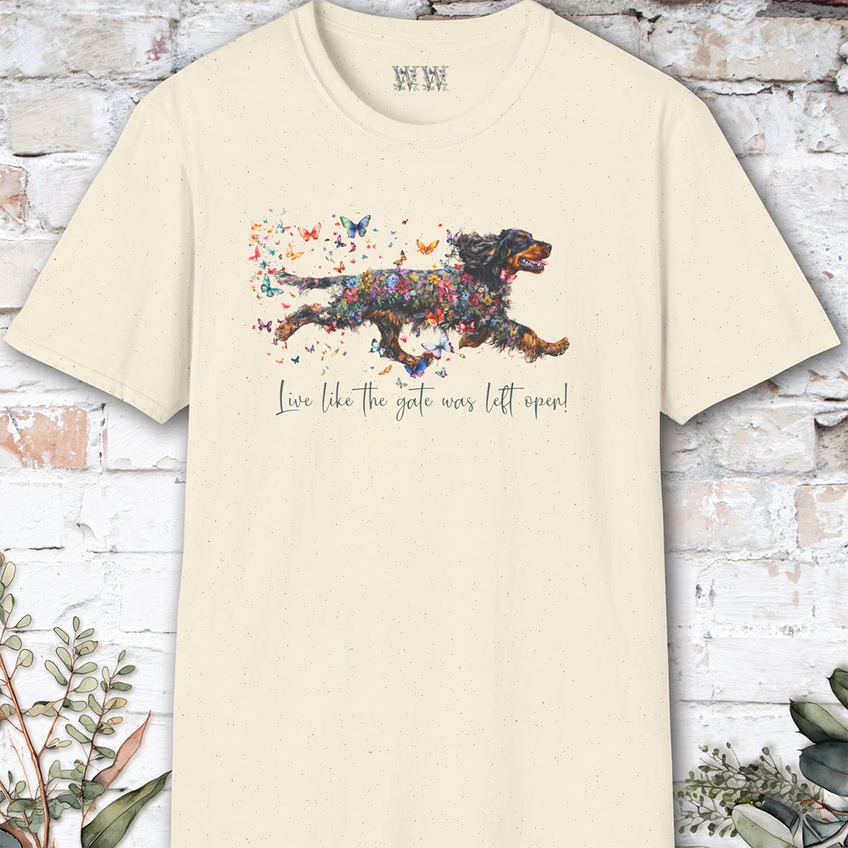 English Cocker Spaniel "Live like the gate was left open" T shirt