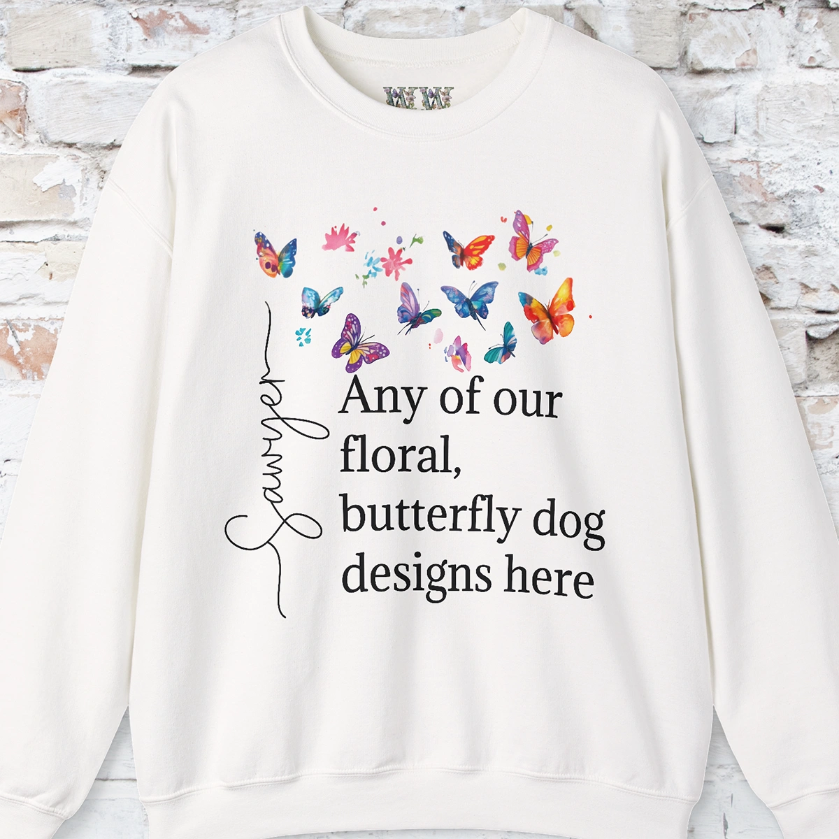 Floral, Butterfly Dog, Personalised Sweatshirt - Any design