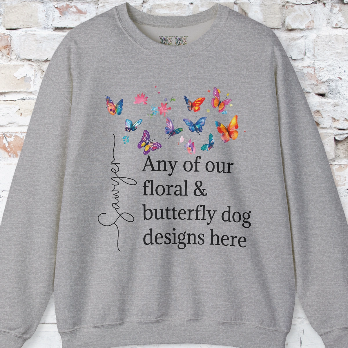 Floral, Butterfly Dog, Personalised Sweatshirt - Any design