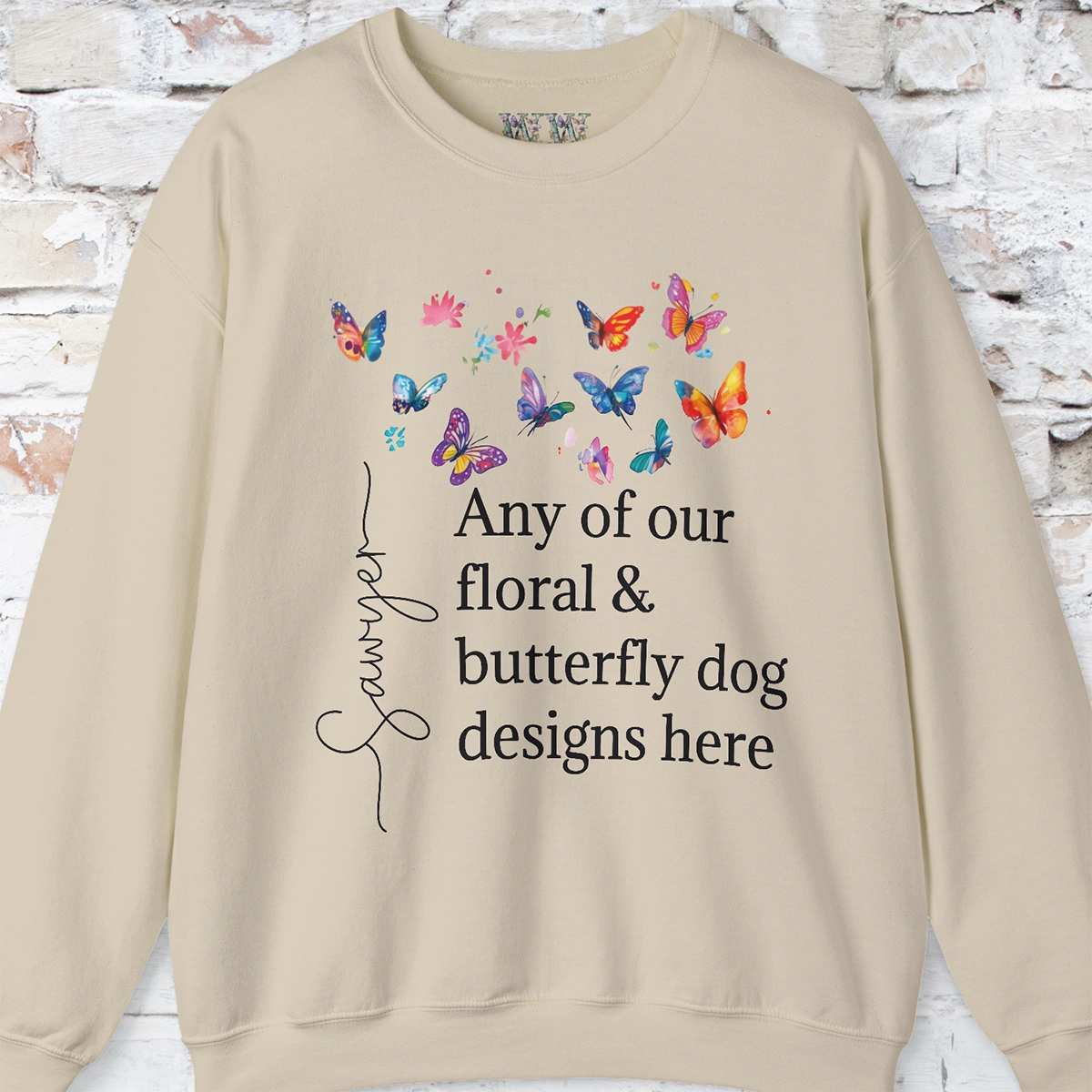 Floral, Butterfly Dog, Personalised Sweatshirt - Any design