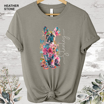 French Bulldog floral Personalized T shirt