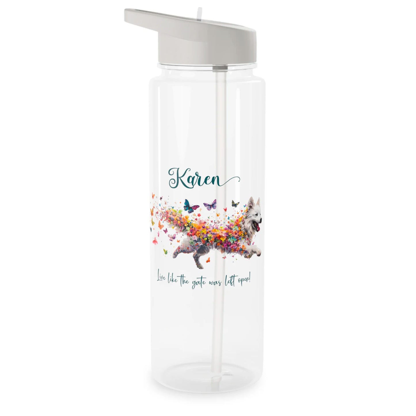 Water Bottle, Personalized, Samoyed "Live like the gate was left open". 2 sizes