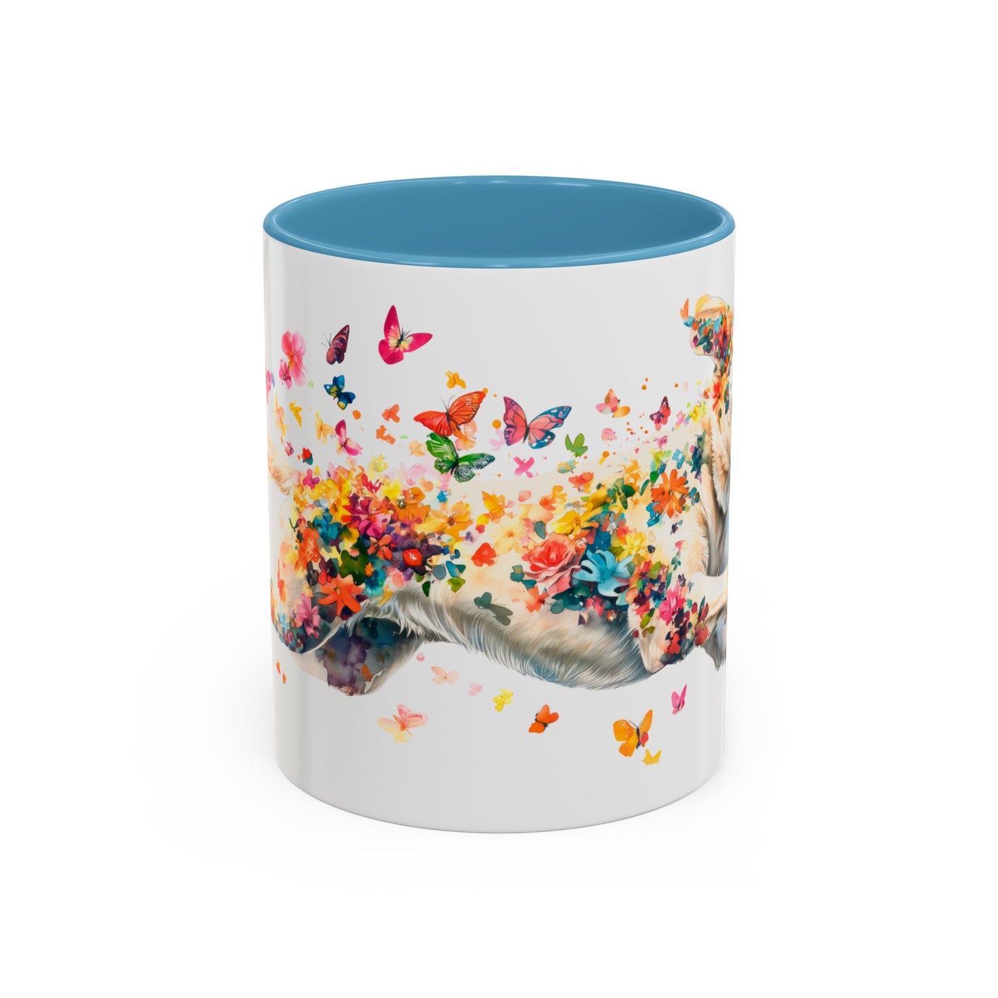 White Labrador running personalized colourful Mugs, 11oz
