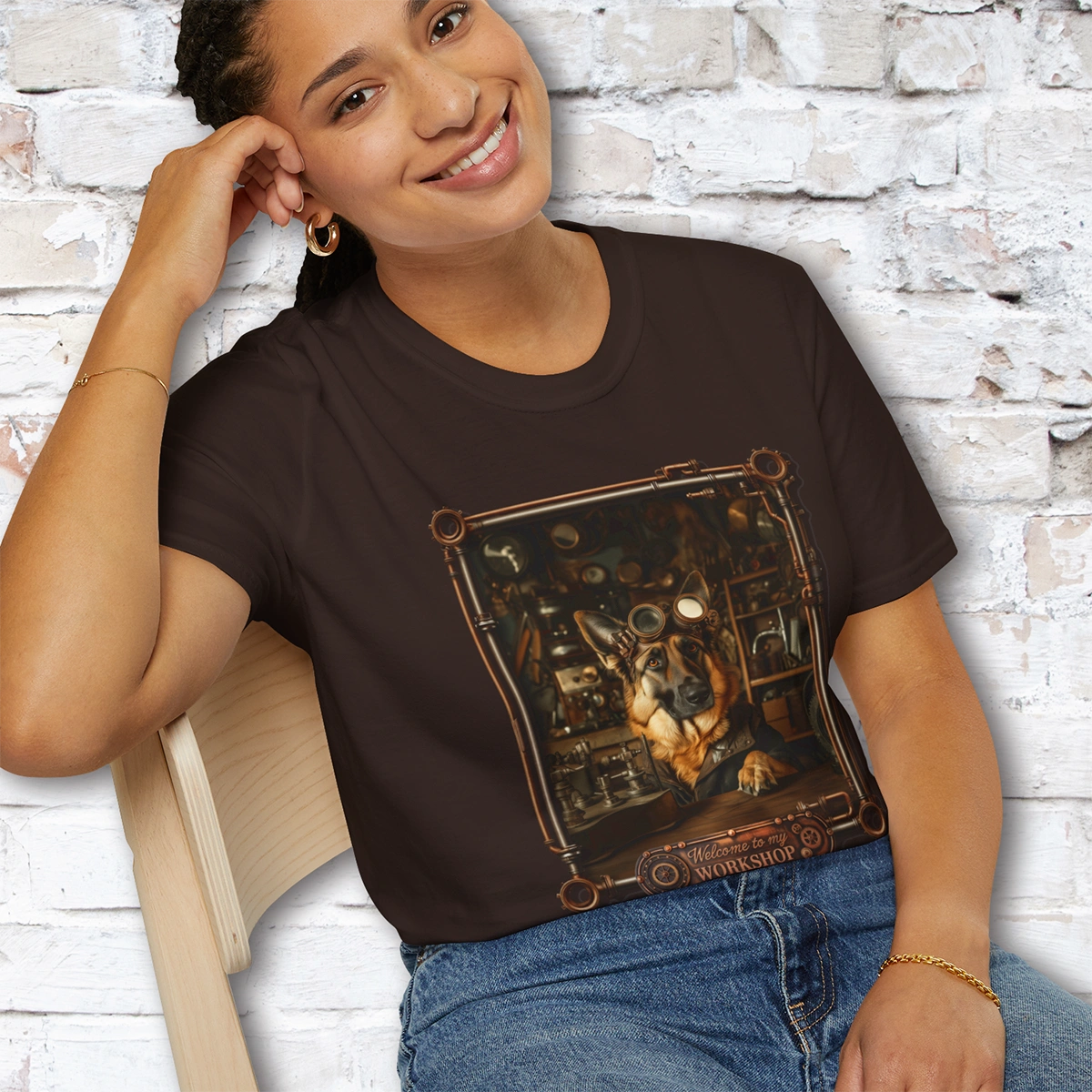 Steampunk German Shepherd #1 Unisex T shirt