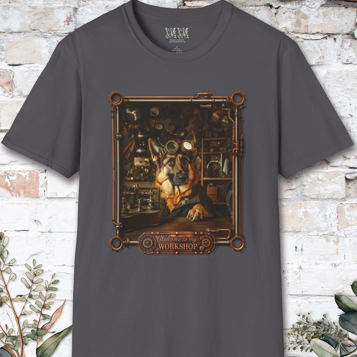 Steampunk German Shepherd #1 Unisex T shirt