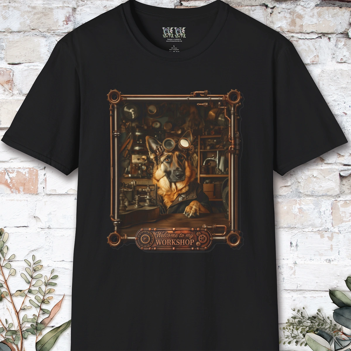Steampunk German Shepherd #1 Unisex T shirt