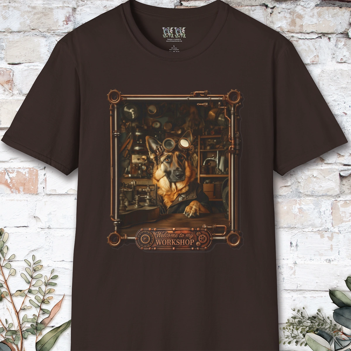 Steampunk German Shepherd #1 Unisex T shirt