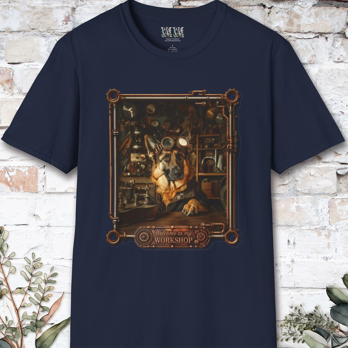 Steampunk German Shepherd #1 Unisex T shirt