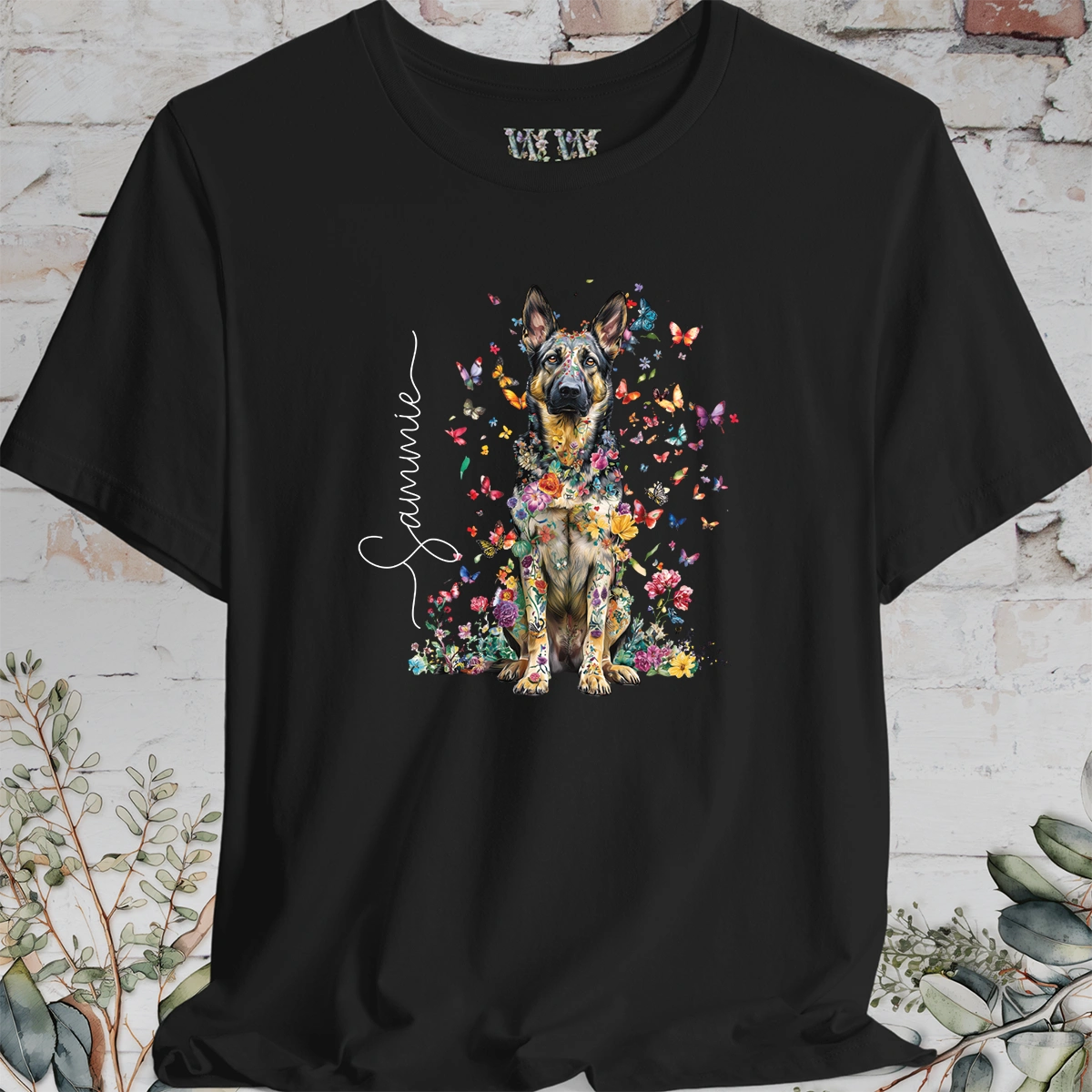 German Shepherd #2 Floral Personalized T shirt