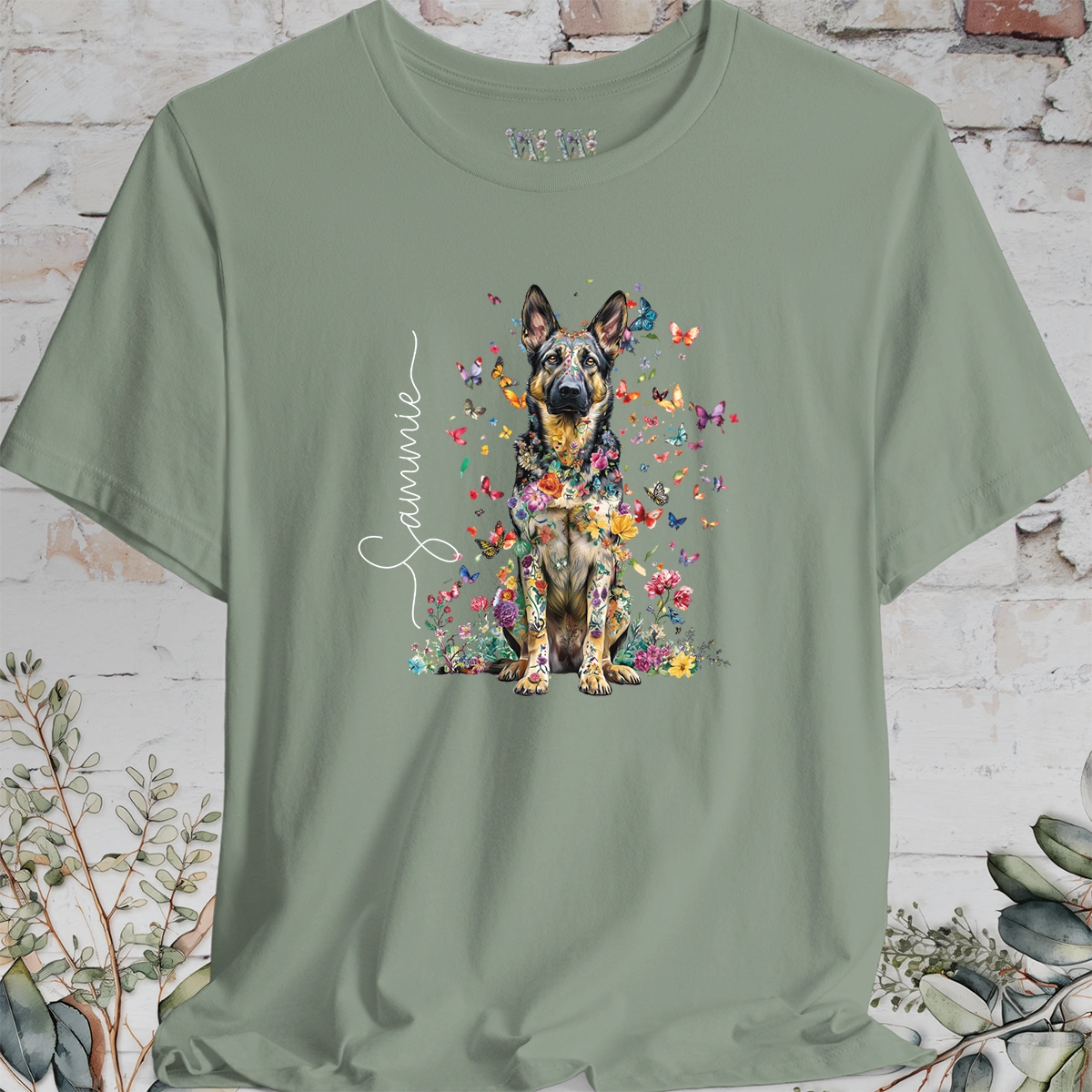 German Shepherd #2 Floral Personalized T shirt