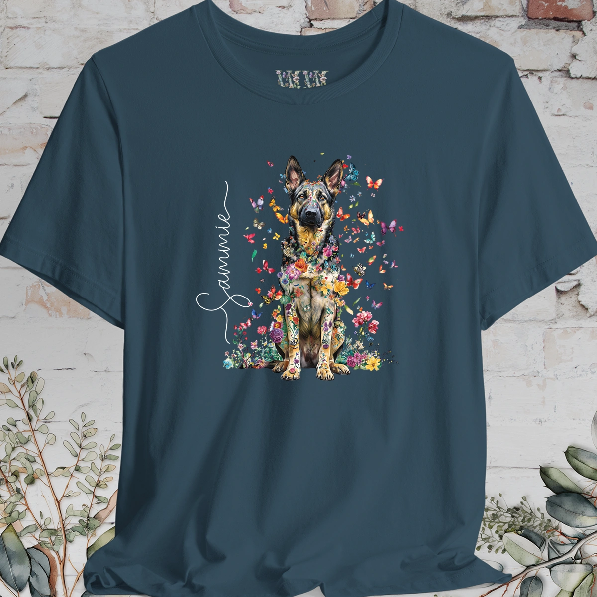 German Shepherd #2 Floral Personalized T shirt