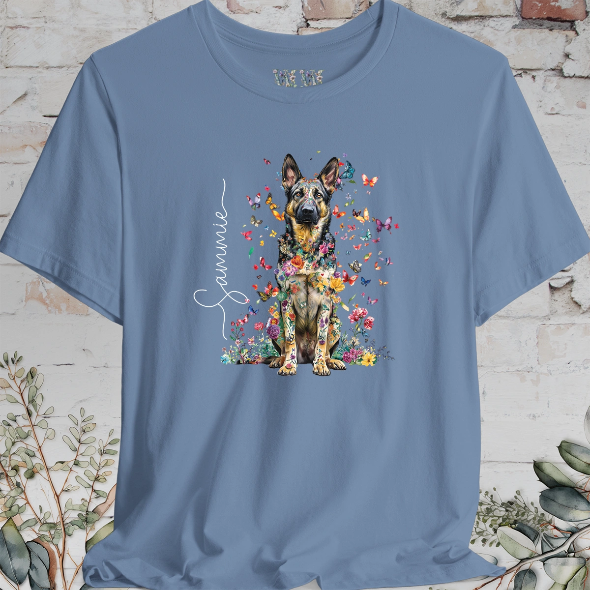 German Shepherd #2 Floral Personalized T shirt