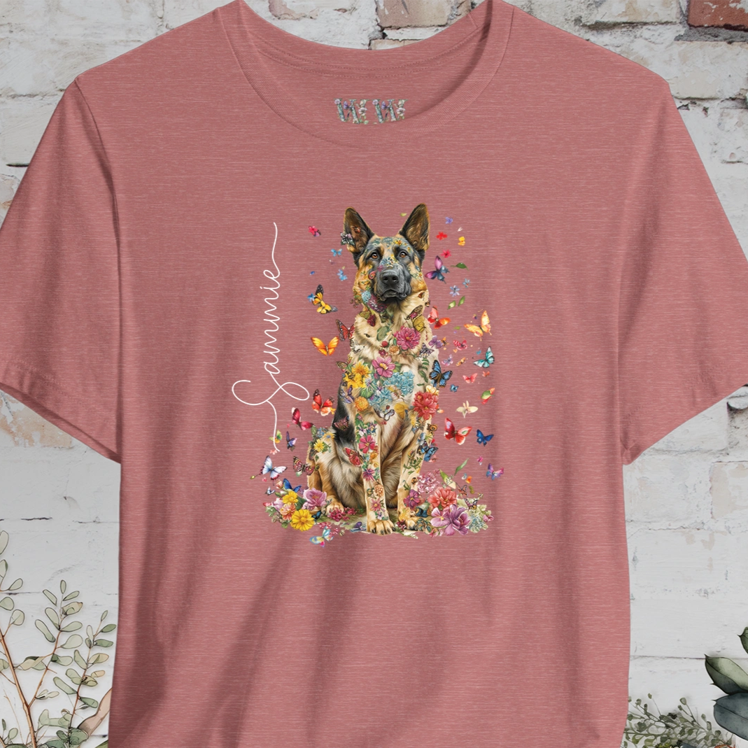 German Shepherd #3 Floral Personalized T shirt