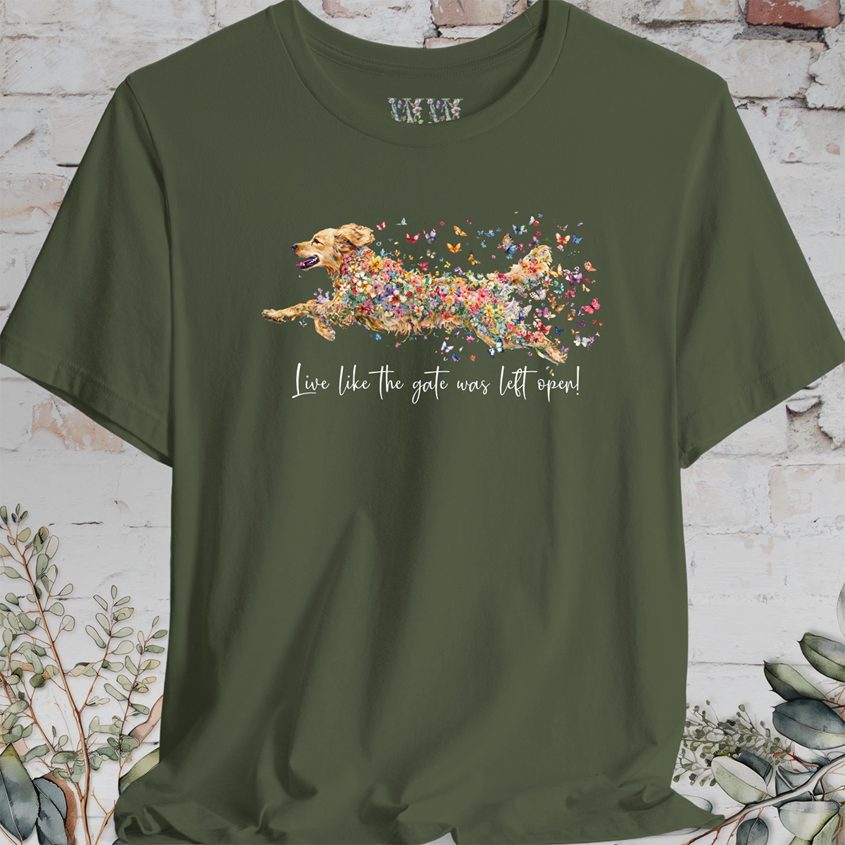 Golden Retriever #2 "Live like the gate was left open" T shirt