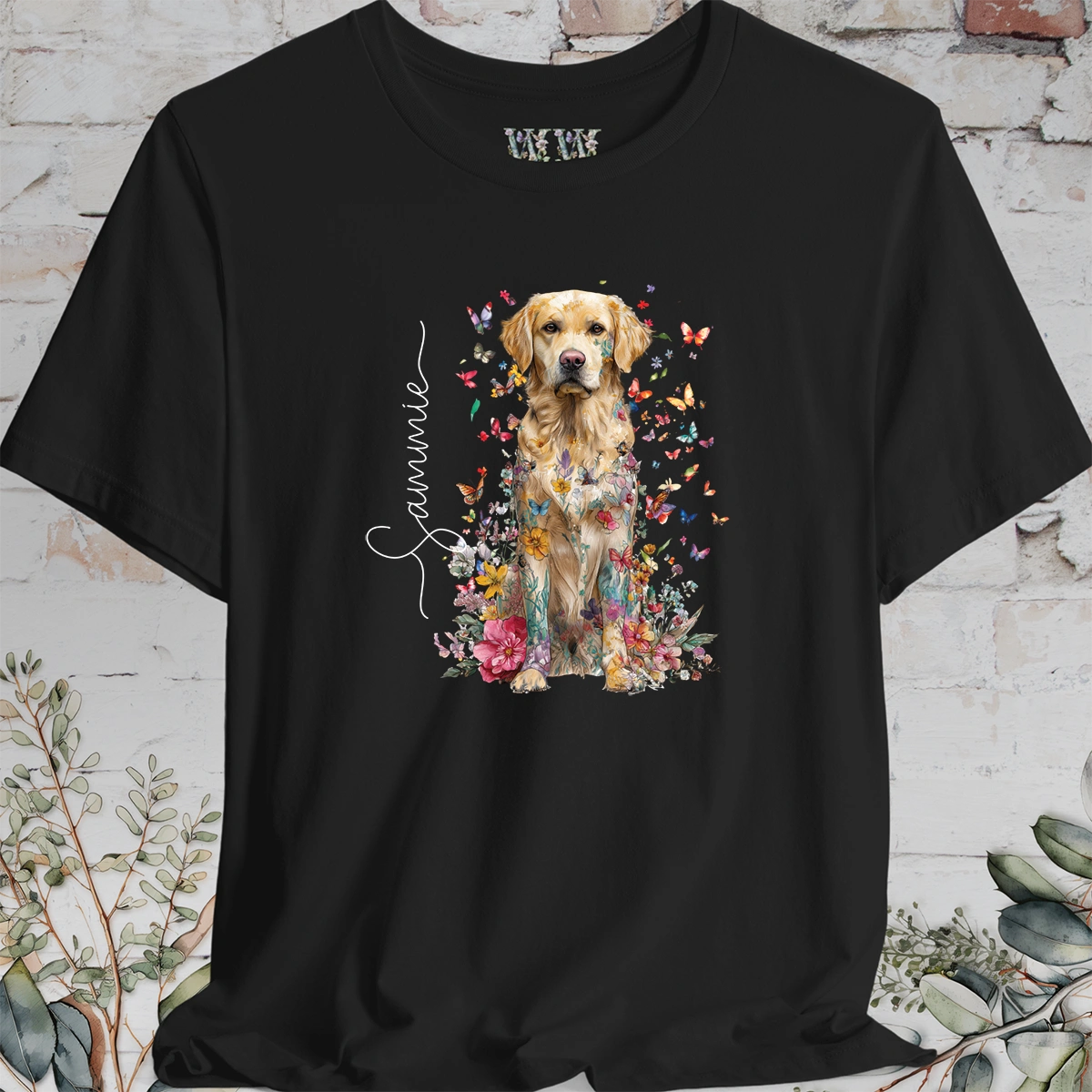 Golden Retreiver #3 Floral Personalized T shirt