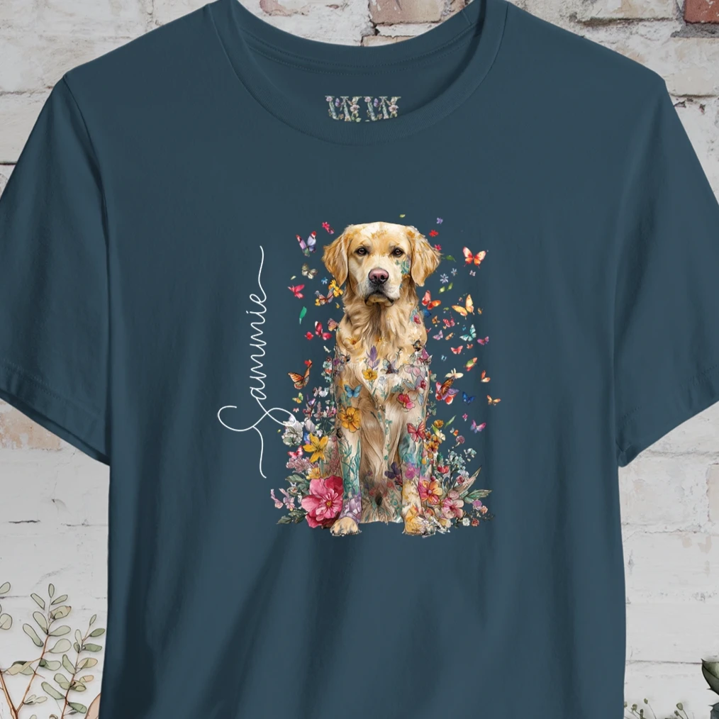 Golden Retreiver #3 Floral Personalized T shirt