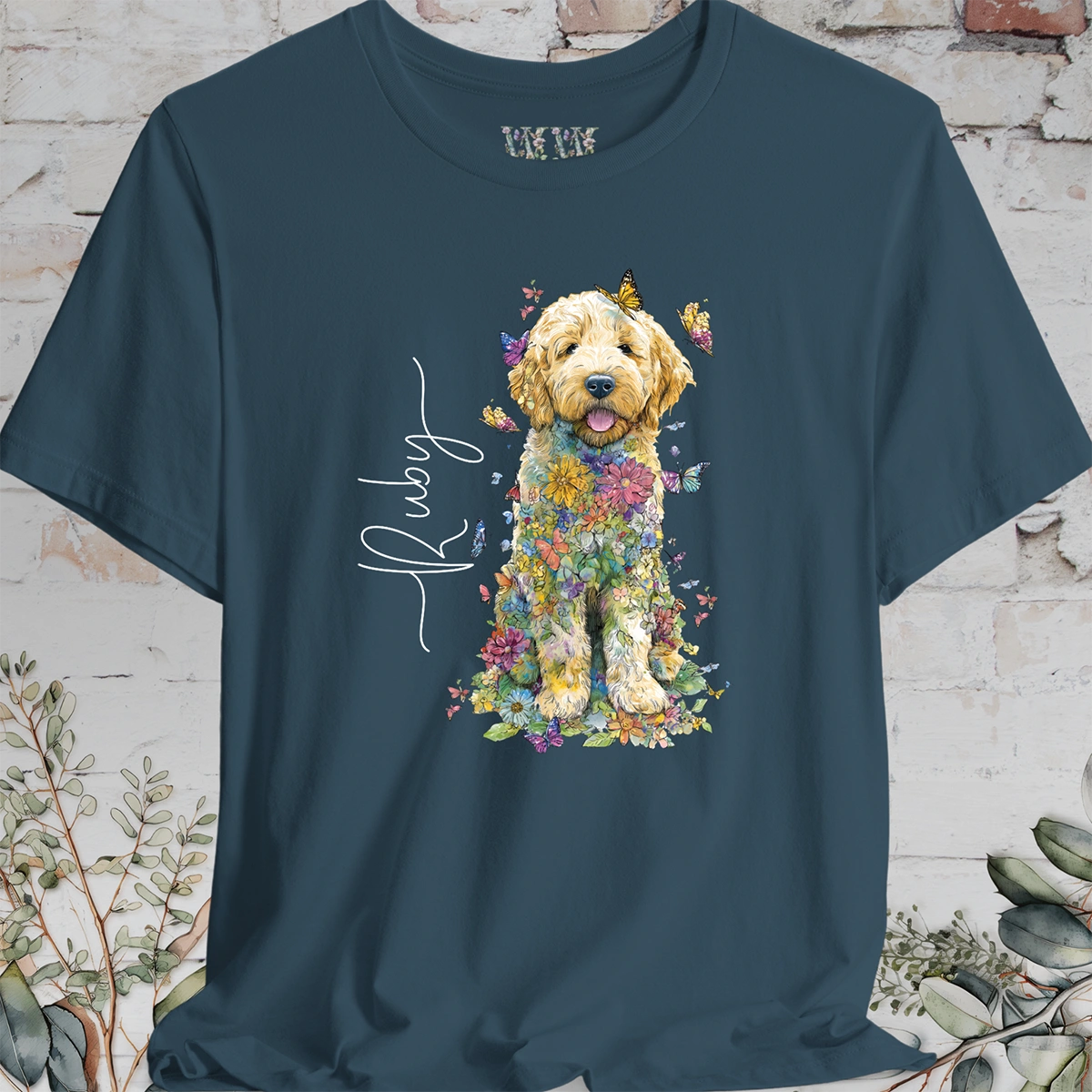 Golden Doodle/Groodle Puppy floral personalized T shirt
