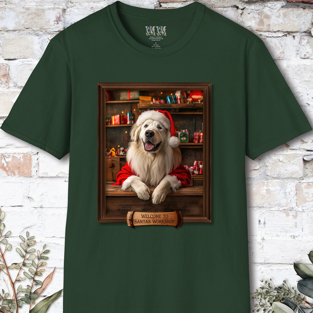 Great Pyrenees Santa's Workshop Unisex T shirt