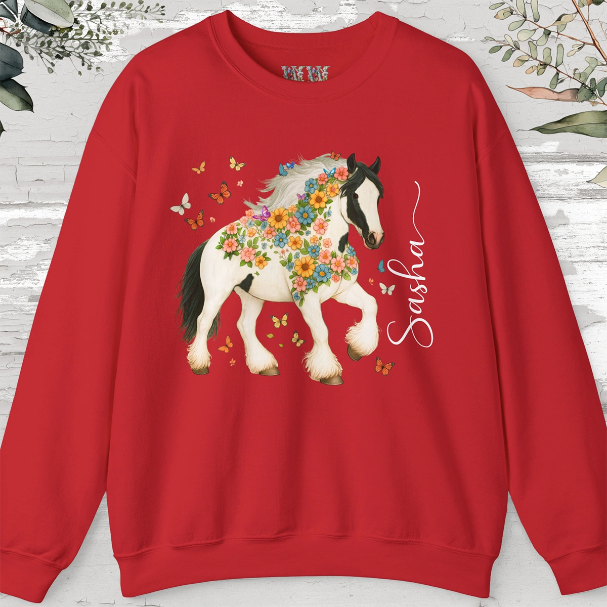 Gypsy Vanner Floral Personalized Sweat shirt