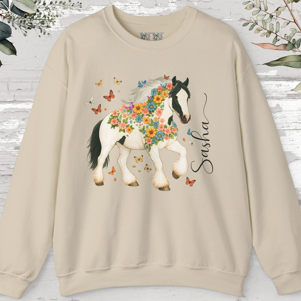 Gypsy Vanner Floral Personalized Sweat shirt