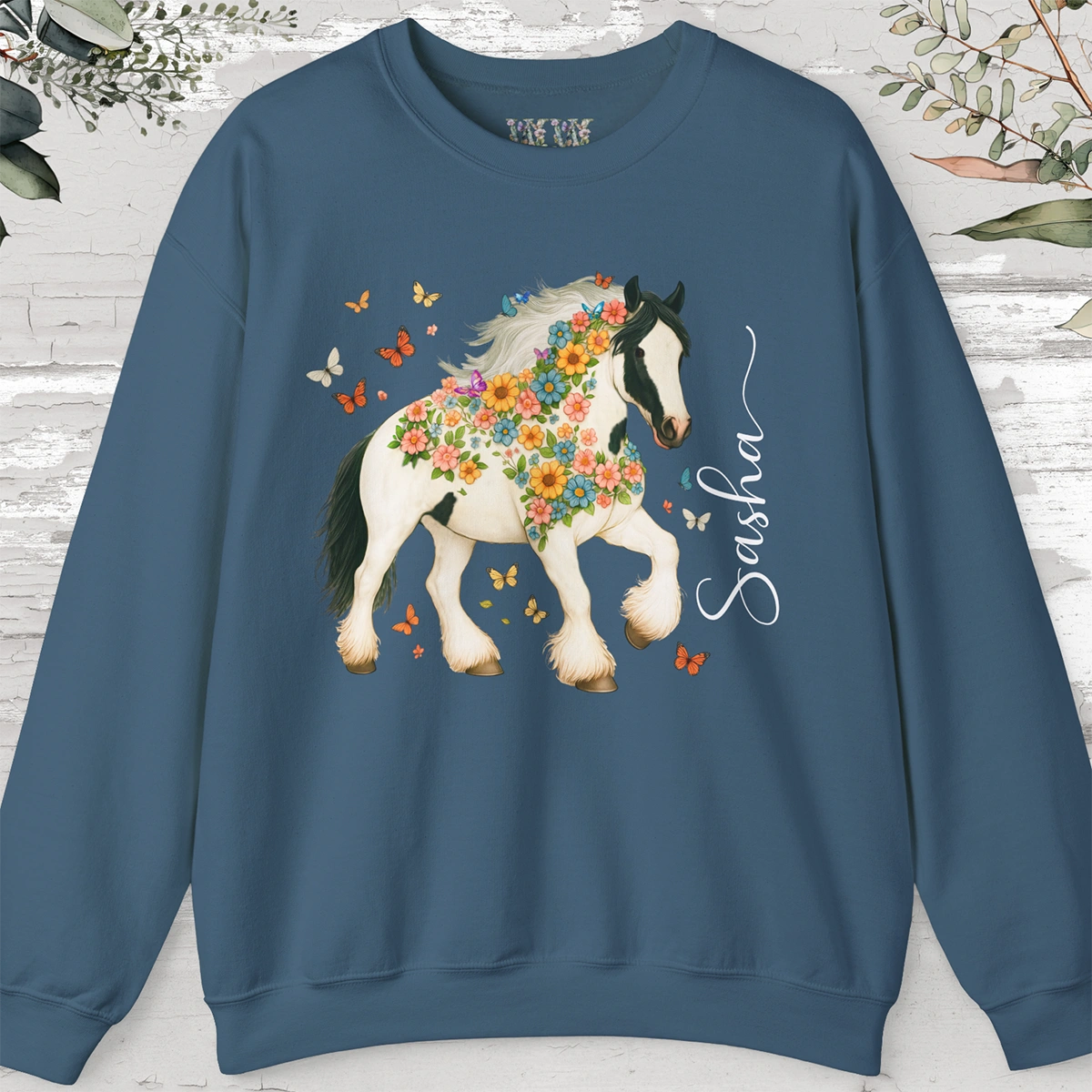 Gypsy Vanner Floral Personalized Sweat shirt