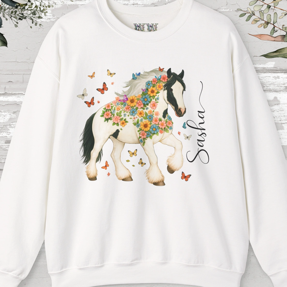 Gypsy Vanner Floral Personalized Sweat shirt