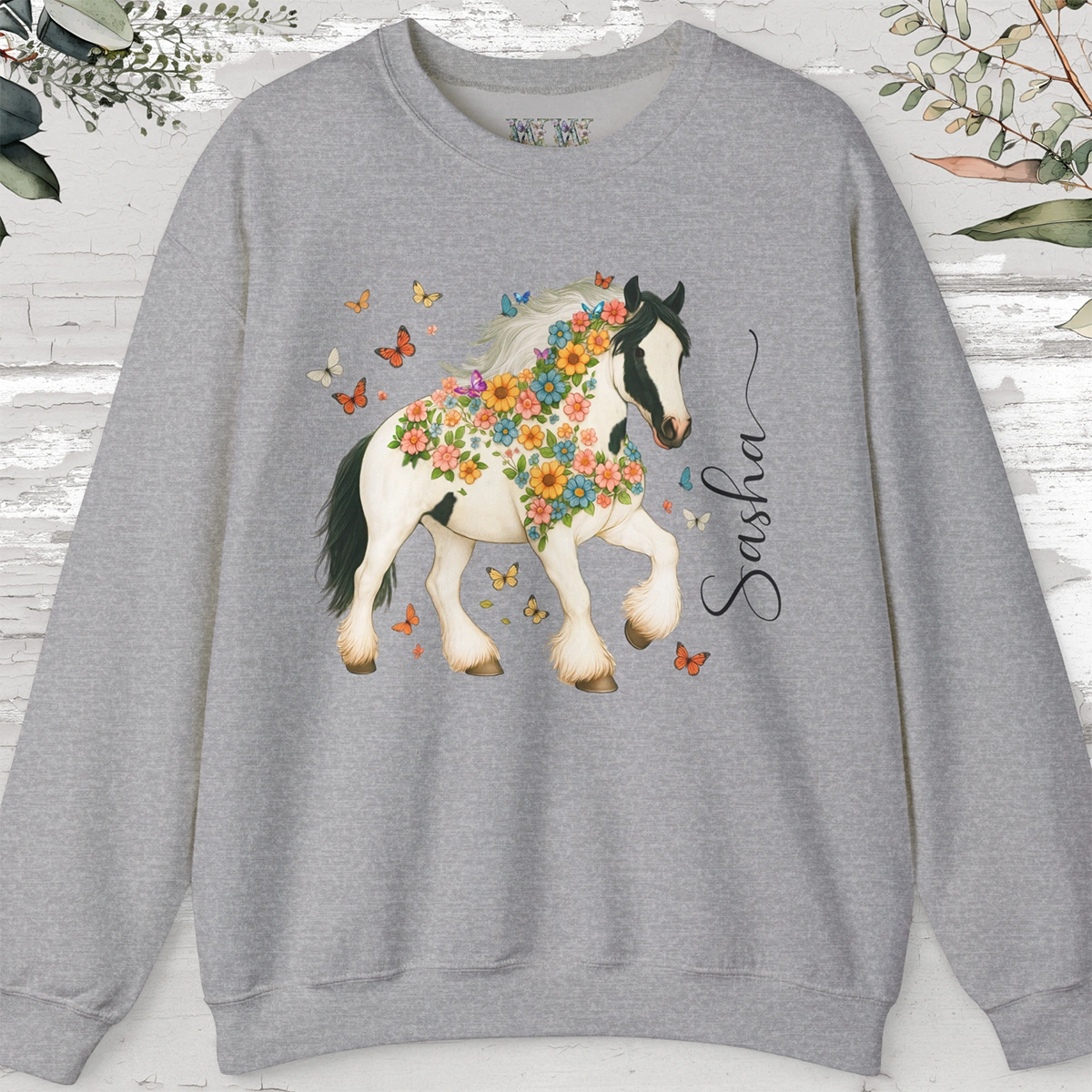 Gypsy Vanner Floral Personalized Sweat shirt