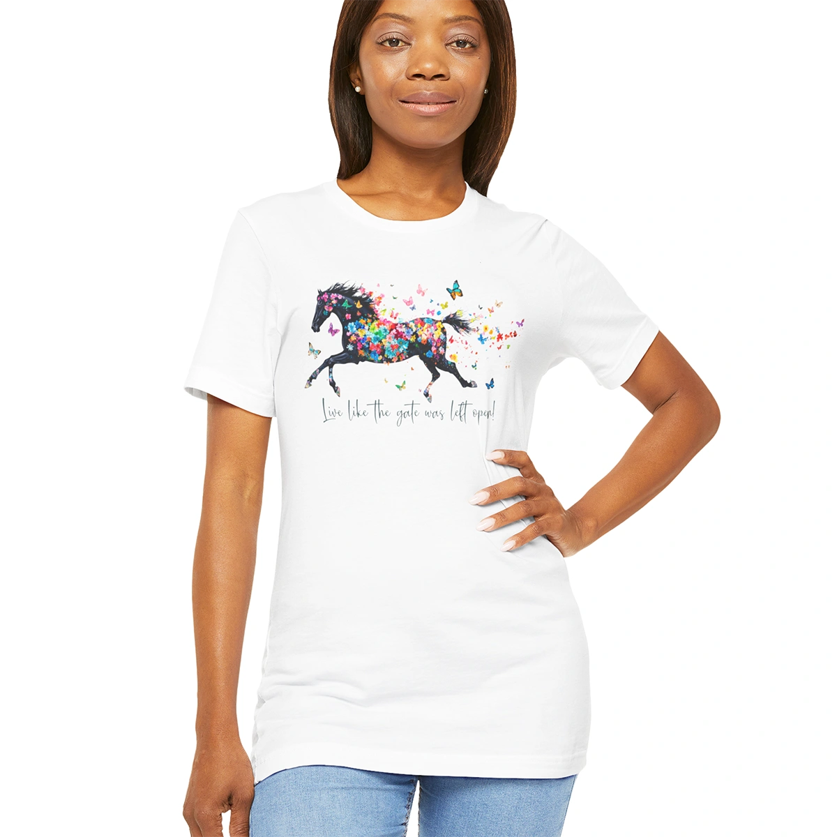 Horse #2 'Live like the gate was left open' T shirt